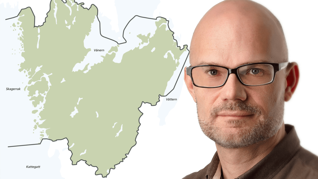 Karta över Västra Götaland och porträtt av smittskyddsläkare Thomas Wahlberg