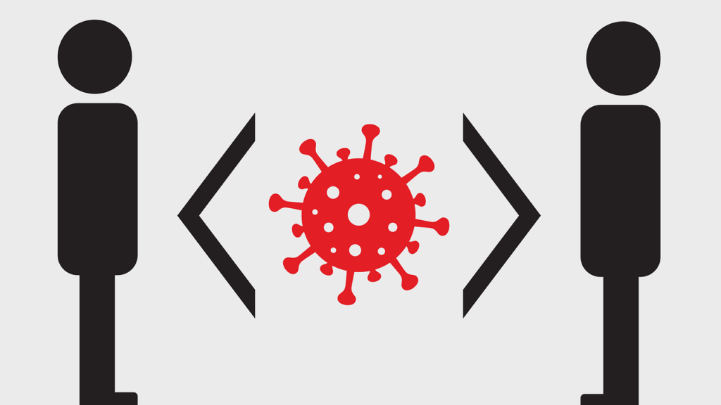 Ritade figurer som håller avstånd