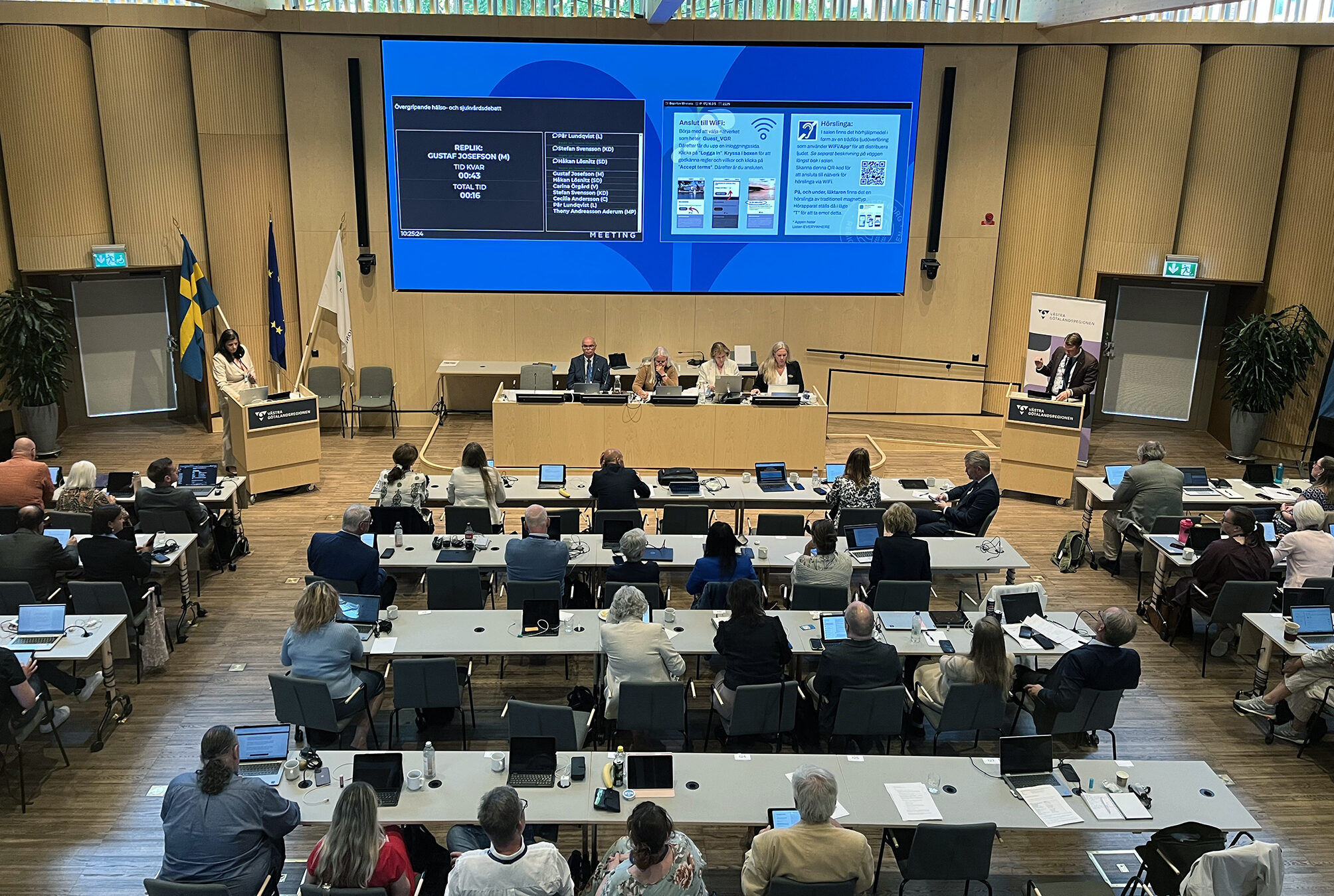 Översiktsbild över regionfullmäktiges sammanträde.