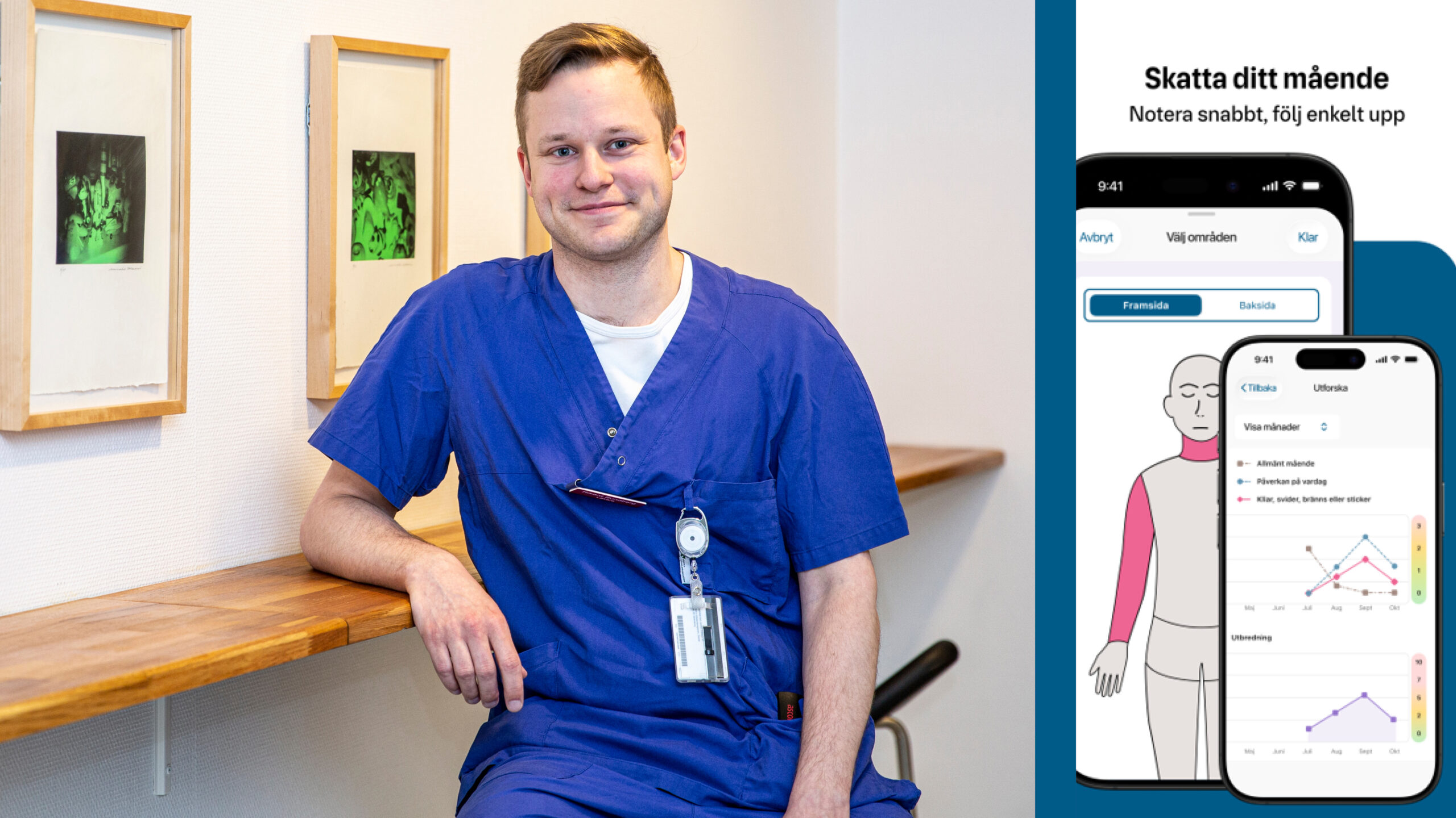 En man som sitter på en stol.