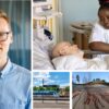 Kollage med VGR:s ekonomidirektör samt bilder från olika VGR-verksamheter
